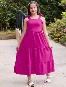 TRES MARIAS LONG STRAP DRESS FOR CHILDREN/ YOUTHS/ GIRLS - Hot Pink - View 4