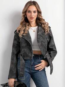 Smileader Women's Retro Collar Simple Daily Zipper Short Jacket, Spring Easter Style - Camouflage - View 1