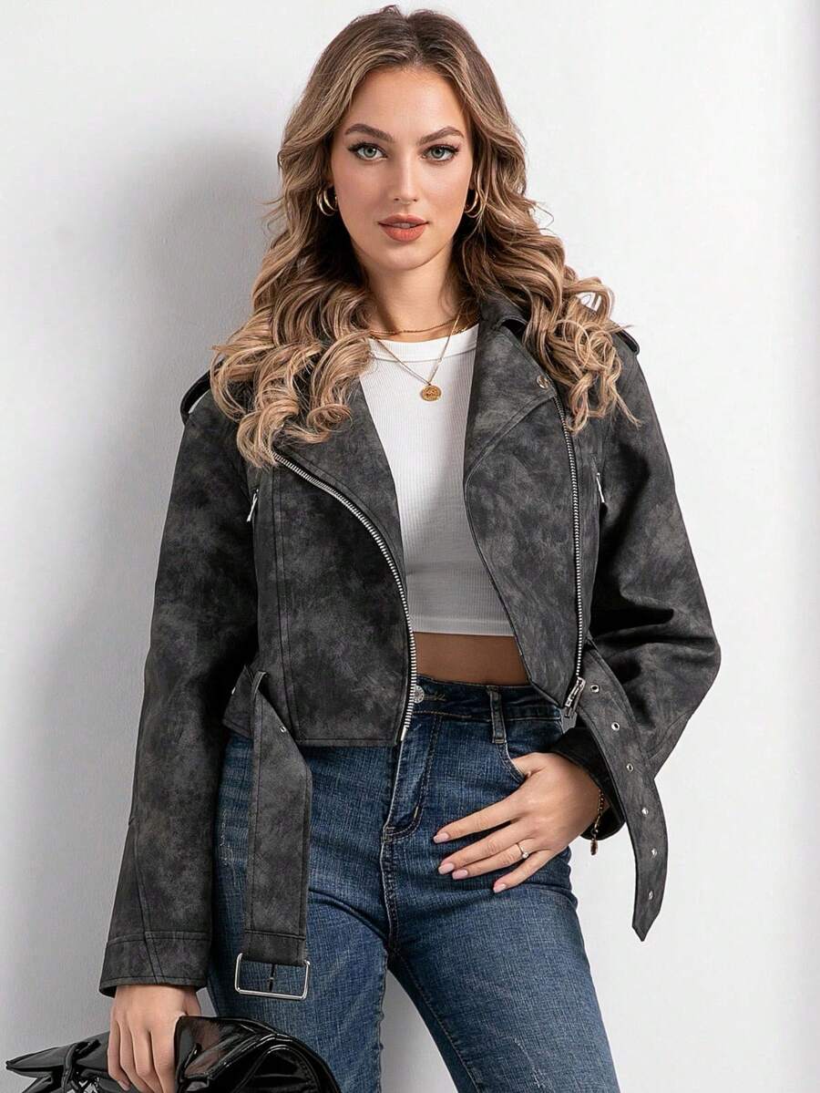 Smileader Women's Retro Collar Simple Daily Zipper Short Jacket, Spring Easter Style - Camouflage - View 1