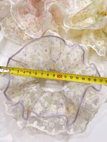 1 Stück koreanischer Blumen Scrunchie, eleganter Haargummi für hohen Pferdeschwanz, frischer und femininer Scrunchie Haargummi - Mauve - Übersicht 2