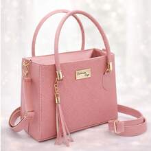 Kit 3 bolsa feminina tote de ombro + bolsa pequena transversal + porta documentos - Rosê - Visão 4