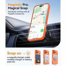 Magnetic For IPhone 17 Pro Max Case(6.9"), Upgraded [Full Camera Protection] [Compatible With Magsafe] [Translucent Matte] Shockproof Protective Phone Case, Orange - Orange - View 5