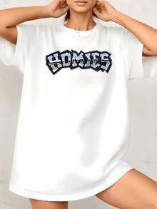 Women's Homies Text Graphic Print T Shirt Best Friends Forever 100% Cotton Round Neck Tee Casual Style 1pcs They Are Excellent Gifts For Friends And Family - 白色 - 查看 1