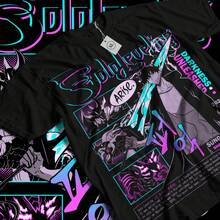 Solo Leveling Women's Fashion Logo Print T-Shirt - Short Sleeve Crew Neck Cotton Top - màu đen - Xem 2