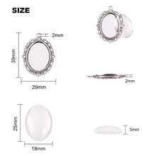 5/10 套椭圆形吊坠托盘，带玻璃凸面宝石，可用于制作婚礼新娘捧花、项链等饰品，尺寸 25x18 毫米 - 橢圓18x25mm - 查看 4