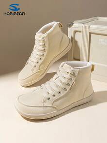 HOBIBEAR Women Barefoot Shoes | Wide Toe Box | High Top Canvas | Comfortable Trail Running - Beige - View 1