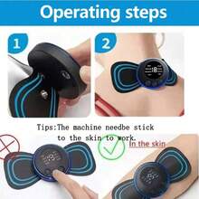 AXH. Masajeador eléctrico de cuello, Estiramiento de cuello por EMS, Parche de masaje de cuello, Estimulador muscular de pulso, Masajeador corporal - Negro - Ver 10