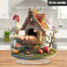 Bohemian Rooster Acrylic Plaque - Desk Decor With Stand, Rustic Home And Office Decoration, Suitable For Parties And Holidays - Multicolor - View 3