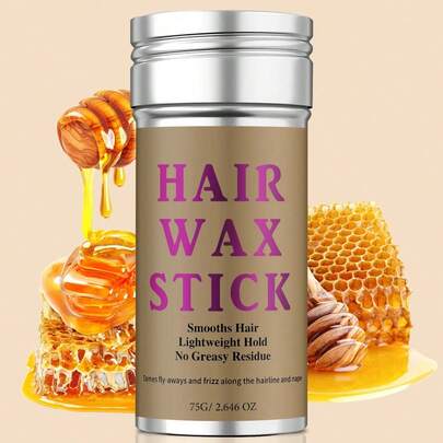发蜡棒，抚平毛躁碎发棒，造型发蜡，便携式发蜡棒，专为女性设计，轻松抚平毛躁碎发，轻盈定型，适用于编发、马尾辫和光滑造型，天然蜂蜡和牛油果配方，适合所有发质，随时随地轻松造型 – 75克