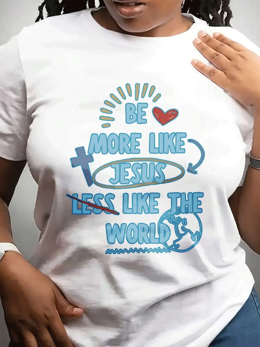 Camiseta casual de moda para mujer con cuello redondo  Manga corta, tejido ligeramente elástico, patrón geométrico, i para deportes diarios y para regalar a amigos y familiares
