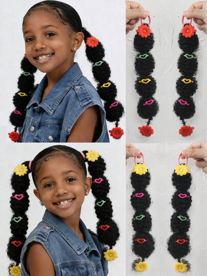 2 phụ kiện tóc đuôi ngựa giả dễ thương cho bé gái (Màu sắc phụ kiện ngẫu nhiên)