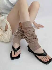 女士日式ins风舒适宽松小腿套，叠层腿套，学院风过膝腿套 - 彩色 - 查看 7