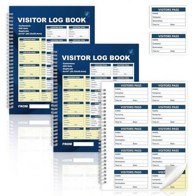 3 Pack Of 1500 Visitor Badges Registry Log With Carbonless Copy 2-Part Letter Size Visitor Log Book Spiral-Bound Se- Visitor Badges Guest Register Book For Business Or Schoolsss (3)
