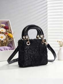 1pc Girls' New Fashion Lace Flower Sequin Elegant Handbag, High-End Shoulder Bag With Adjustable Strap, Available In Multiple Sizes For Mother-Daughter Matching, Suitable For Daily Use, Party, Travel, Ideal Gift - A - View 9