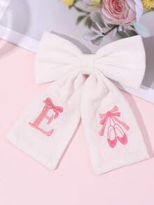 1件粉色A-Z 26字母刺繡蝴蝶結髮夾，甜美芭蕾舞鞋設計白色亞麻布髮夾，優雅生日春季返校季 - 彩色 - 查看 19