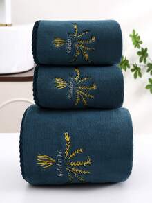 1/2/3 szt. Grube ręczniki z polaru koralowego z haftem z kłosów pszenicy, miękkie, chłonne i szybkoschnące ręczniki/ręczniki kąpielowe z polaru koralowego, odpowiednie do łazienki, hotelu, siłowni, podróży, prezentów, salonu, sportu, na zewnątrz, na plażę, do szkoły, na powrót do szkoły, akcesoriów podróżnych, artykułów gospodarstwa domowego, prezentów - Wielokolorowe - Zobacz 1