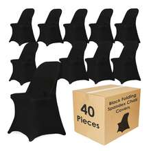 20/40/60/120pcs Stretch Spandex Folding Chair Cover Folding Kitchen Chair Cover, Universal Washable Sofa Cover Protective Cover, Detachable Chair Cover, Suitable For Wedding Party Restaurant Banquet Events - màu đen - Xem 8