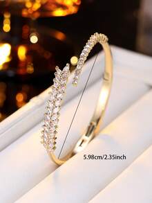 Pulsera minimalista personalizada con circonita cúbica incrustada, diseño de alta gama, joyería de moda y versátil (sin caja) - S62493 - Ver 4