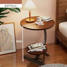 Side Table C Shaped For Sofa Coffee End Tables For Living Room Bedside Tables - Walnut - View 9