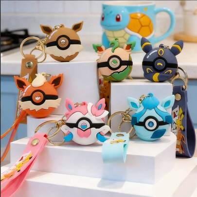 1 pieza Encanto de Eevee y Pokebola de Bandai - Llavero de anime lindo coleccionable, adecuado para volver a la escuela, regalos de fiesta, cumpleaños, aniversario, San Valentín y entusiastas de la cultura pop
