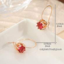 一对复古嘻哈风耳环，镶嵌合成立方氧化锆，多层铜质花卉设计，女士复古首饰，适合日常和节日佩戴 - 金色 - 查看 8