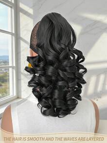 12 Inch Black Deep Wave Thermoplastic Fiber Synthetic Ponytail Hair Extension, Claw Design, Suitable For Women's Party And Daily Use - Black - View 5