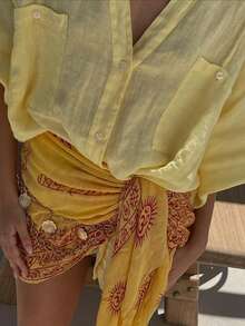 Women's Casual Street Style Simple Light Yellow Shirt, Spring/Summer - Yellow - View 4