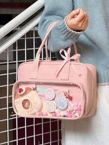 1pc Y2K Japanese Harajuku Small Handbags Bags, Travel Toiletry Bag, Women Mini Tote Transparent Ita Bag, Korean Casual, Girls Back To School Handbags Bag Purses And Handbags Ita Bag, Street & Japanese Style Women Bag - Multicolor - View 6