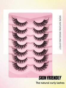 'hot Style'7 Pairs Soft & Fluffy 3D Mink Faux Eyelashes, Curly Natural Looking Handmade Eyelash Extensions Makeup Fake Lashes, Thick Volume Strip Lashes,Lashes,Eyelashes,Fake Lashes,Cat's Eye Lashes - Cat Eye Lashes - View 2