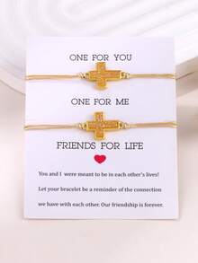 2件套流行水晶簇树脂十字蜡绳手链，适合男士、女士、母女、姐妹、情侣佩戴 - 手鍊 - 查看 15