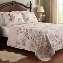 Double-Sided Ultrasonic Boutis Quilt Set (3 Pieces) With Pillowcase - Cancun - View 1