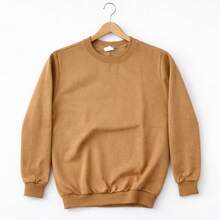Men's Crew Neck Fleece Sweatshirt, Thick Winter Coat, Cotton - Beige - View 14