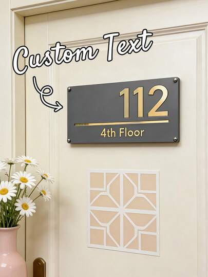 Personalized Laser-Engraved Acrylic Doorplates - Customize Your Name And Address With A Minimalist Design Suitable For Indoor/Outdoor Use. Made Of Acrylic, The High-Quality Engraving Is Perfect For Patios, Villas, Streets, Or Communities. Outdoor Signage | Modern Doorplates | Acrylic Signs, House Numbers, Outdoor House Signs