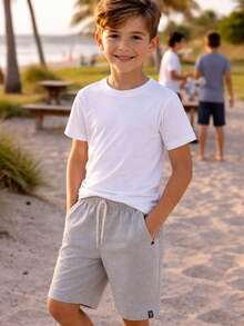 Boys' Bermuda Shorts In Lightweight And Comfortable Linen And Cotton - Grey - View 2