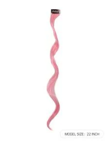 22 Inch 10pcs Synthetic Fiber Wavy Sakura Pink Heat Resistant Clip-In Hair Extensions, Suitable For Daily, Party, Cosplay - Watermelon Pink - View 2