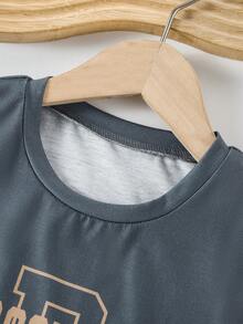 2pcs/Set Boys Casual Outdoor Outfit Classic Retro College Style "BROOKLYN" Letter Graphic Round Neck Tank Top Paired With White Striped Brown Elastic Waist Shorts, Suitable For Baseball Sports School Uniform, Spring/Summer - Multicolor - View 7