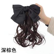 弹簧夹红色蝴蝶结发圈 - Dark Brown - 查看 14