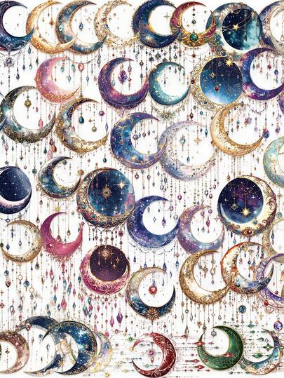 50 pièces Autocollants de décoration transparents de la galaxie fantaisie pour ordinateur portable, bouteille d'eau, valise, casque, moto, guitare. Cadeaux de vacances, cadeaux de récompense