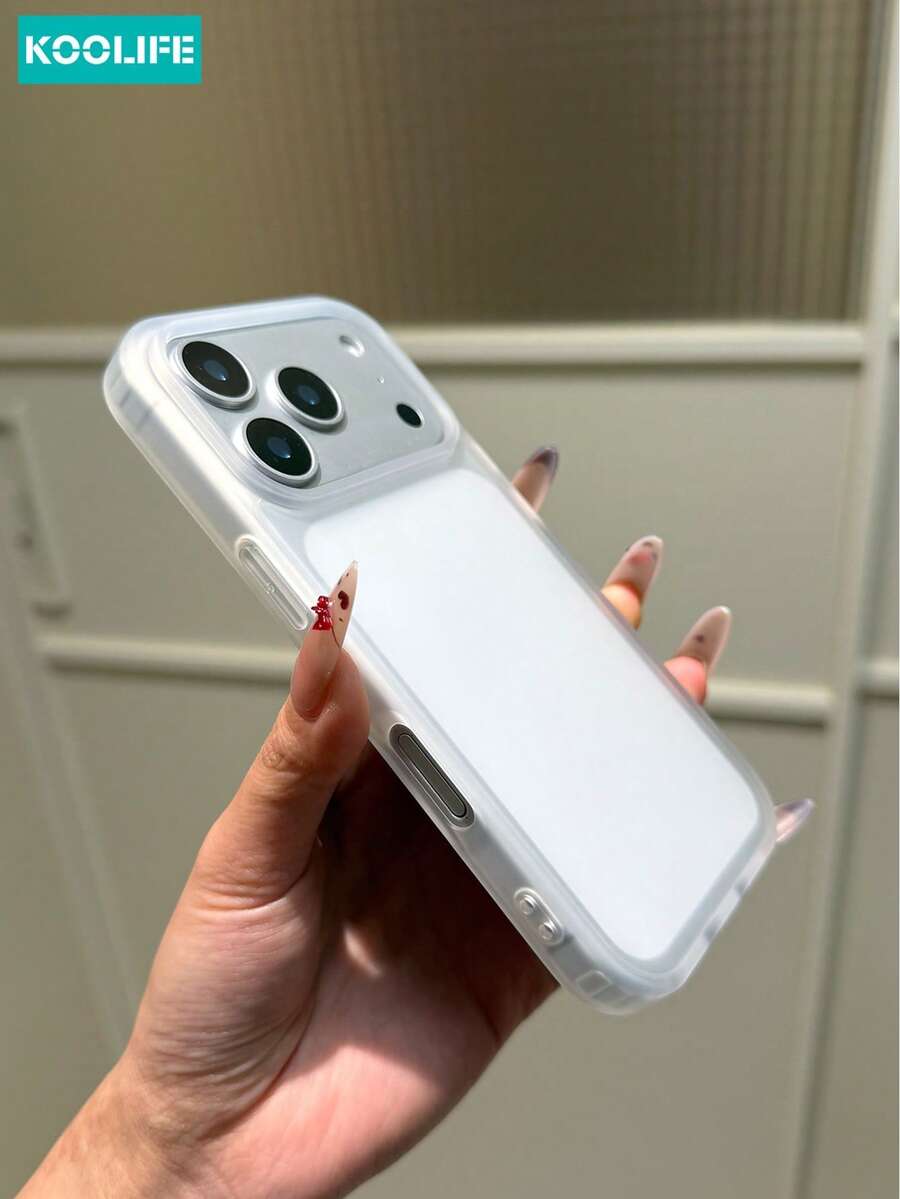 Koolife 1pc Transparent Matte Phone Case, Minimalist Premium Design, PC+TPU Material, 2.0mm Thickness, Shock-Absorbing Soft Edge, Raised Lens Protection, Anti-Drop, For IPhone 18 Pro/18 Pro Max/13/14/15/16 Series And 17/17 Pro/17 Pro Max
