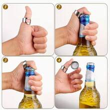1pc Stainless Steel Ring Bottle Opener, Creative Portable Beverage Cap Removal Tool - Durable And Easy To Operate - Multicolor - View 3