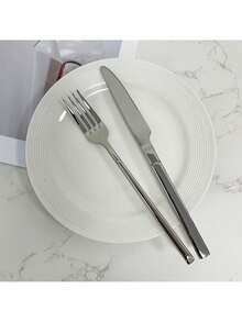3pcs/12pcs Stainless Steel Cutlery Set, Steak Knife Fork Spoon, Suitable For Kitchen, Restaurant, Wedding, Party, Holiday Gift - Silver - View 4