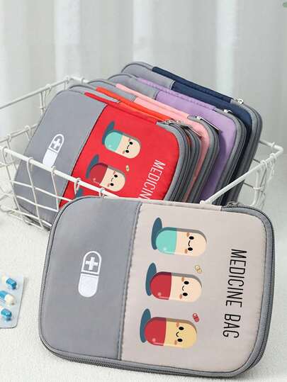 Portable Medical Kit Printed With "Medicane Bag" And Pill Pattern,Portable Camping Medicine Pouch,Compact First Aid Kit, Version Of Travel And Home Portable Storage Bag,Small Medicine Bag, Convenient Medicine Kit, Emergency Kit,Multiple Colors Available,For Daily/Outdoor/Travel, Essential For Health - Conscious & On - The - Go Users, Must - Have Medical Accessory,Daily Healthcare Organizer