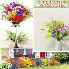 12 Piezas Bundles Mix Color Artificial Flowers UV Resistant Fake Flowers Artificial Plants Decoración de arbustos jardín Ventana Porche Cocina Colgantes Plantas Decoración - otro - Ver 5