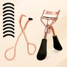 12 Stücke professioneller Wimpernzange-Set - beinhaltet 1 tragbare Wimpernzange, 1 partielle Wimpernzange mit 10 Silikonepolstern, Edelstahl-Wimpernzange, einfaches Kräuseln und Anheben der Wimpern, nicht schädigend, für Wimpernverlängerung und -kräuselung, unisex - Verschiedenfarbig - Übersicht 14