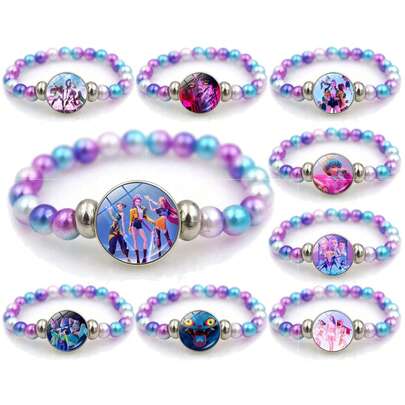 9pcs Cartoon Anime Character Decor Jewelry Accessories, Creative Party Costume Props, Bracelets, Toys, Suitable For Christmas, Valentine's Day, Easter Holiday Gifts