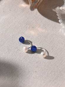 1件S925纯银镶嵌淡水珍珠和闪亮锆石肚脐环，简约甜美，适合女性日常佩戴，无需摘除。 - 銀色 - 查看 9