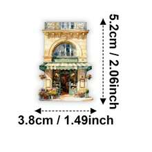 50张水彩咖啡馆贴纸 - 防水PET材质，复古欧洲街道和商店设计，适用于笔记本电脑、水瓶、行李箱和剪贴簿，非常适合旅行和艺术爱好者，为个人物品增添浪漫、怀旧的气息，并打造优雅的DIY装饰，用于日常使用和创意项目。 - 1 Set - 查看 2