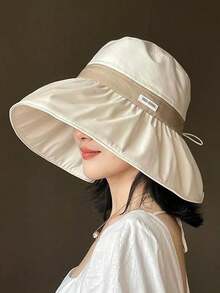 1pc Fashion UV Protection Bucket Hat, New Summer Outdoor Travel Sun Shading Wide Brim Sun Hat - A - View 6