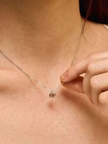 1pc Customized Photo Projection Necklace, Photo Necklace, Memorial Photo Necklace, Personalized Minimalist Couple Photo Bracelet | Customizable Text Braided Bracelet Set | Anniversary Couple Photo Bracelet, Personalized Photo Projection Bracelet, Christmas Gift, Mother's Day, Customized Couple Photo Projection Bracelet - Custom Projection Necklace - View 7