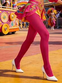 Thick Warm Watermelon Print Leggings - Bright Pink Tone Autumn/Spring Tights, Cozy & Comfortable Color Statement - Watermelon Pink - View 7